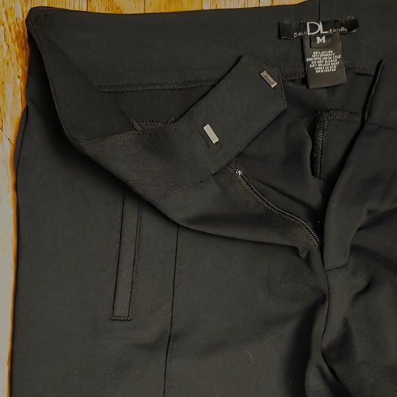 NWT DAVID LERNER BLACK SLIM FIT TROUSERS (SZ M) STRETCH FABRIC - Picture 3 of 4